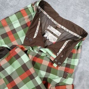 Burton Stow Cargo Snowboard Pants Women's M Green Brown Plaid Outerwear